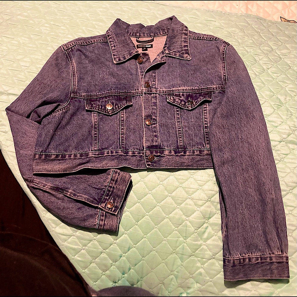 Fashion Nova cropped Jean jacket size 2xl